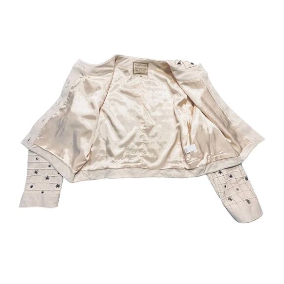 Double D Ranch Ivory Windowpane W/ Silver Charms Cropped Jacket Size L NWT - Picture 5 of 12